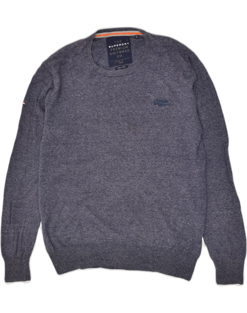 SUPERDRY Mens Crew Neck Jumper Sweater Large Navy Blue Cotton | Vintage Superdry | Thrift | Second-Hand Superdry | Used Clothing | Messina Hembry 