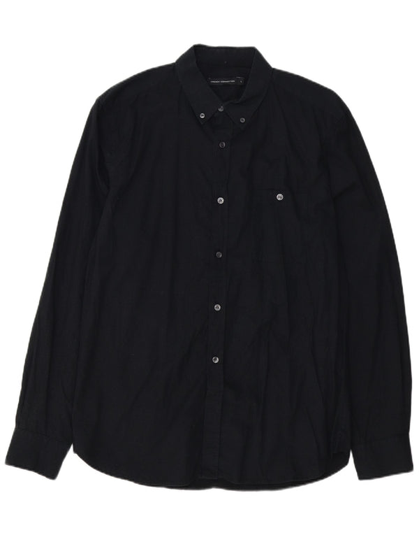 French Connection Mens Shirt Large Black Cotton