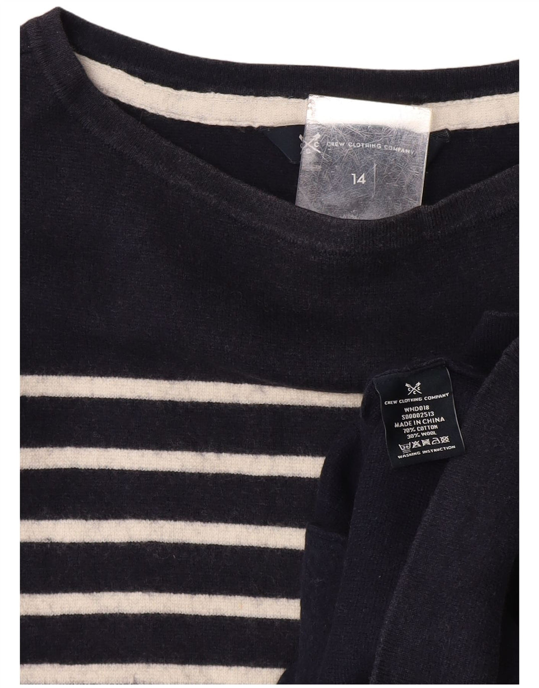 CREW CLOTHING Womens Boat Neck Jumper Sweater UK 14 Medium  Navy Blue