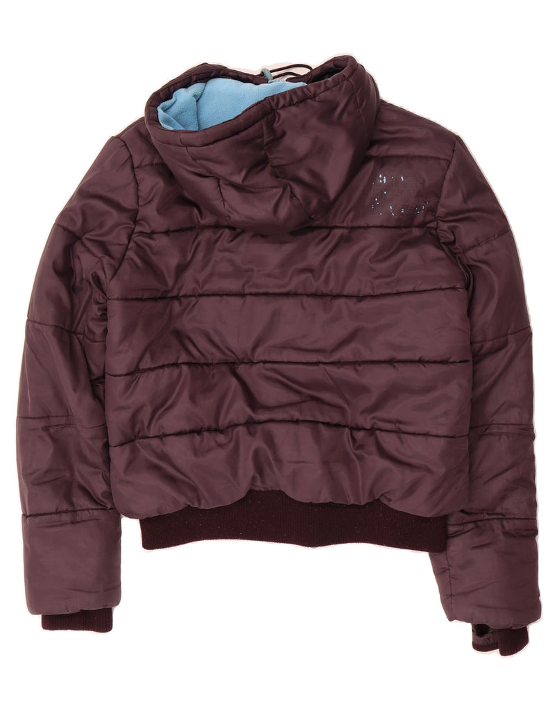 SUPERDRY Womens Track & Field Hooded Padded Jacket UK 16 Large Purple Vintage Superdry and Second-Hand Superdry from Messina Hembry 