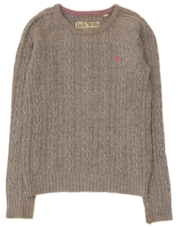 Jack Wills Womens Boat Neck Jumper Sweater UK 12 Medium Grey Lambswool