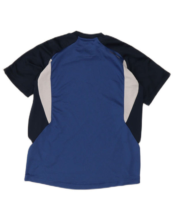 Adidas Boys T-Shirt Top 11-12 Years Blue Colourblock Polyester