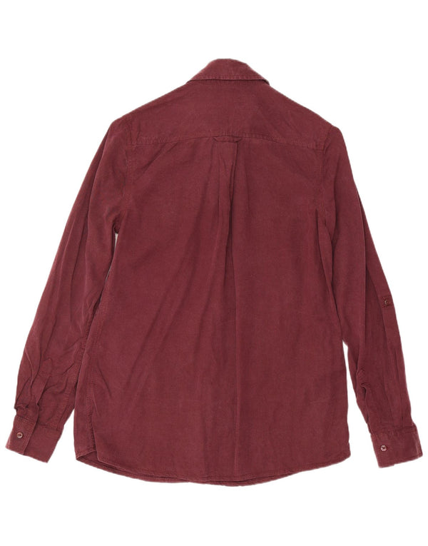 Marks & Spencer Womens Shirt UK 8 Small Burgundy Lyocell