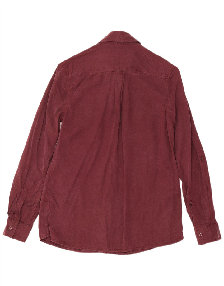 Marks & Spencer Womens Shirt UK 8 Small Burgundy Lyocell