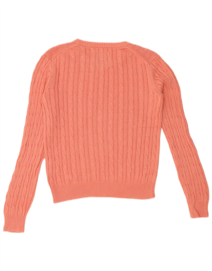 JACK WILLS Womens Crop Crew Neck Jumper Sweater UK 10 Small Pink Cotton