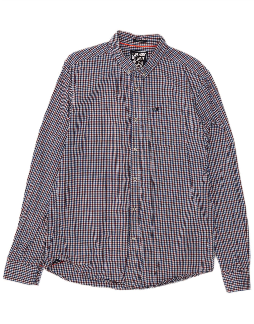 Superdry Mens Regular Fit Shirt XL Blue Gingham Cotton