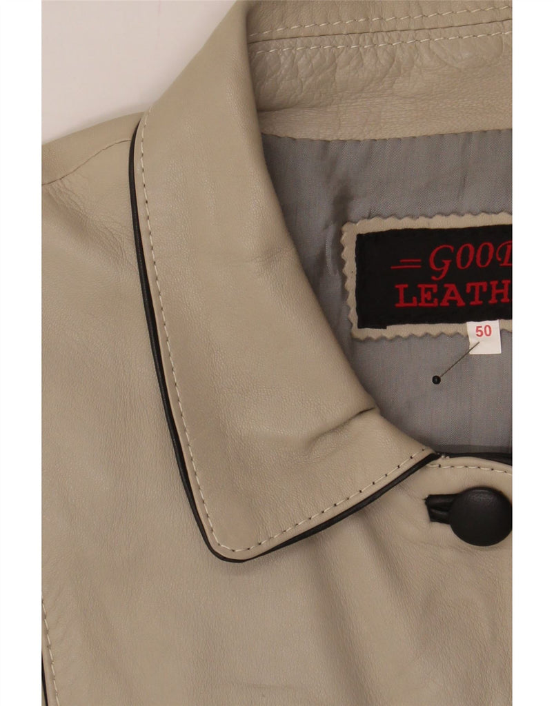 VINTAGE Womens Leather Jacket IT 50 XL Grey Leather Vintage Vintage and Second-Hand Vintage from Messina Hembry 