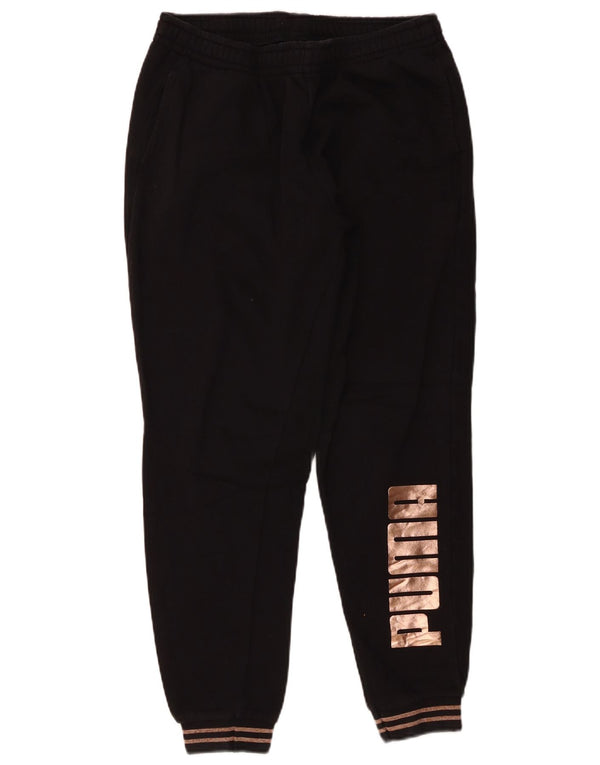 Puma Womens Graphic Tracksuit Trousers Joggers UK 14 Medium  Black Cotton
