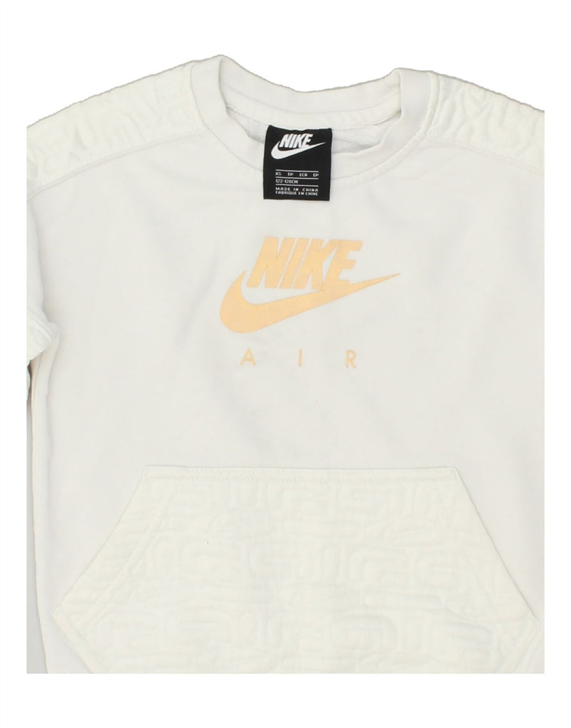 NIKE Girls Air Graphic Sweatshirt Jumper 6-7 Years XS  White | Vintage Nike | Thrift | Second-Hand Nike | Used Clothing | Messina Hembry 