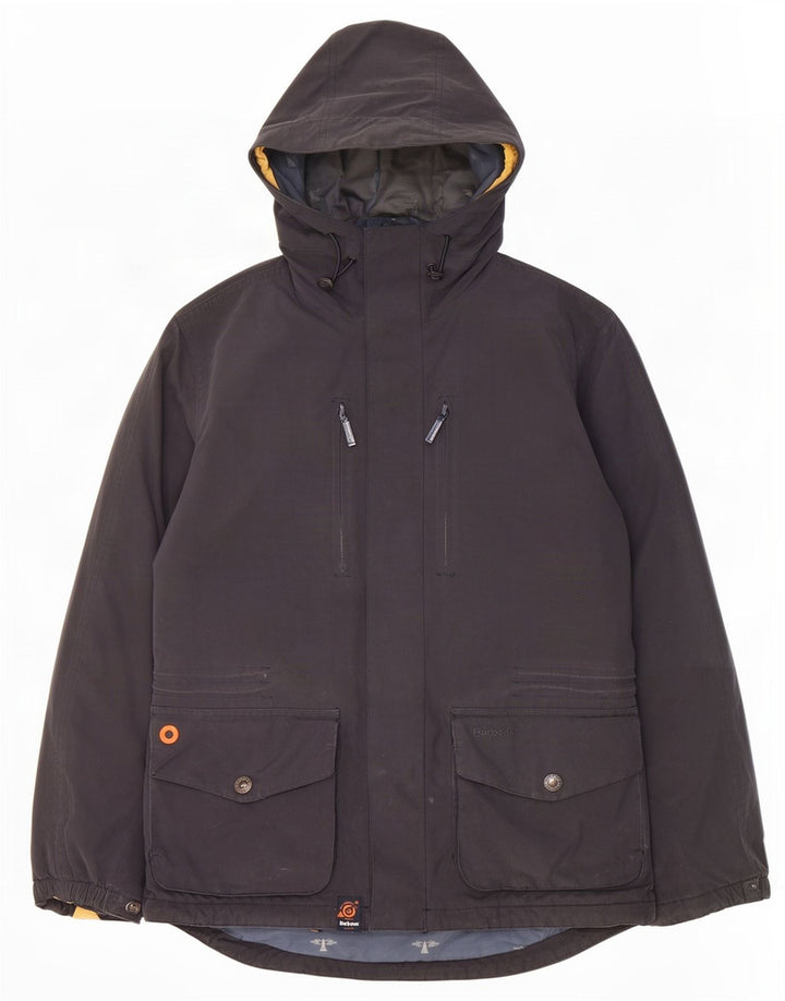 Barbour Mens Hooded Windbreaker Jacket UK 36 Small Navy Blue Polyester