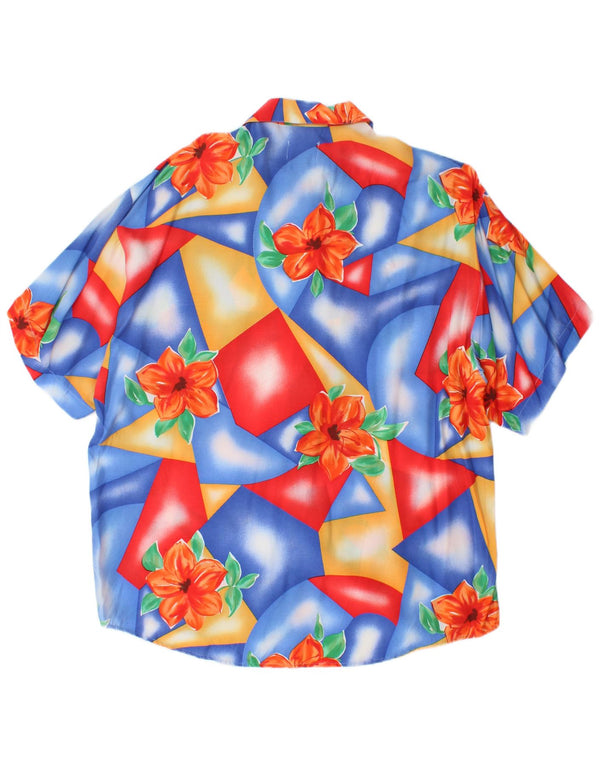 Benetton Mens Short Sleeve Shirt Medium Multicoloured Floral Viscose