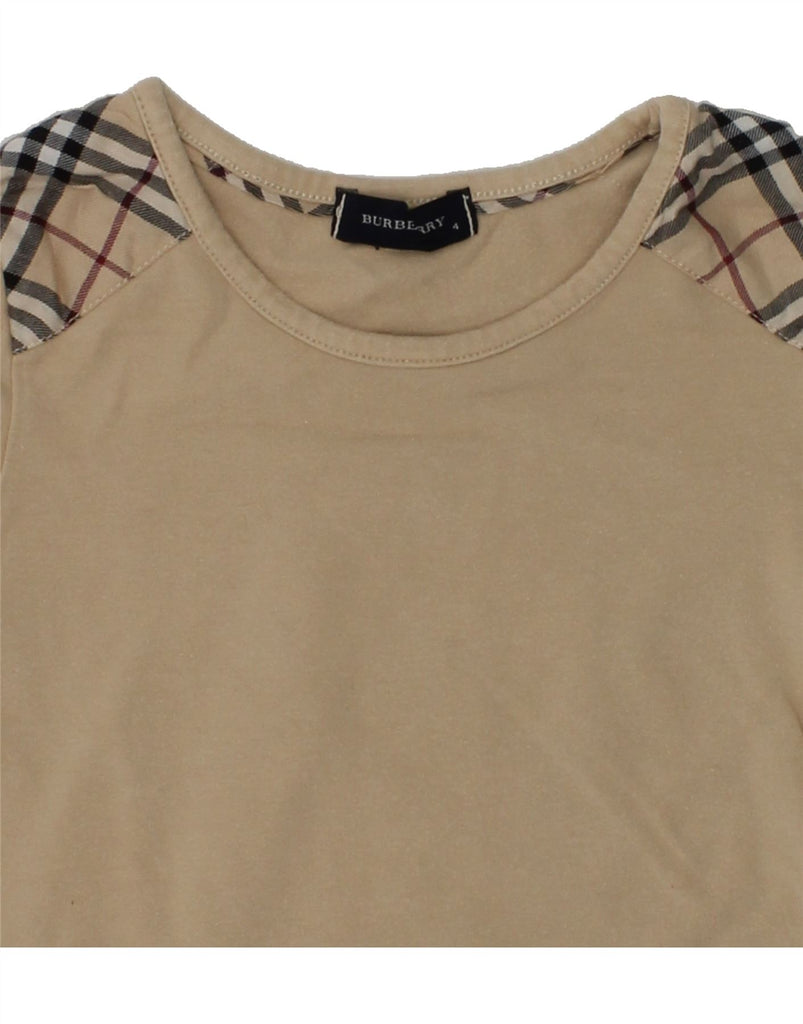 BURBERRY Girls Top Long Sleeve 3-4 Years Beige Cotton | Vintage Burberry | Thrift | Second-Hand Burberry | Used Clothing | Messina Hembry 