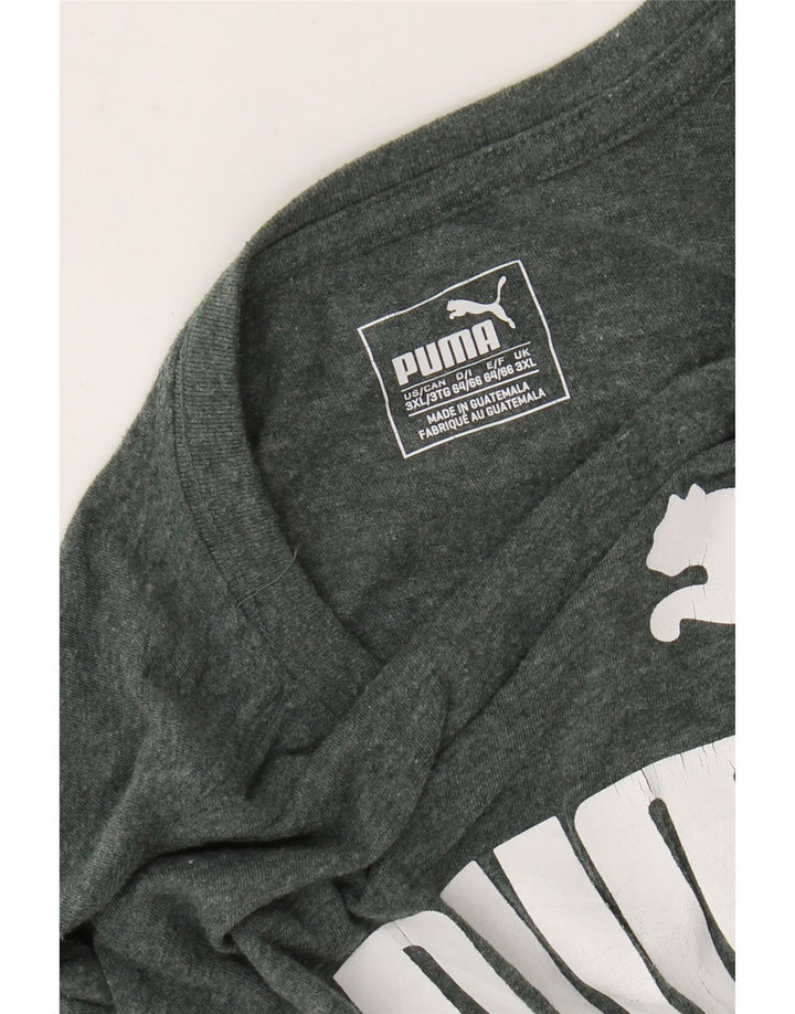 PUMA Mens Graphic T-Shirt Top 3XL Green Flecked