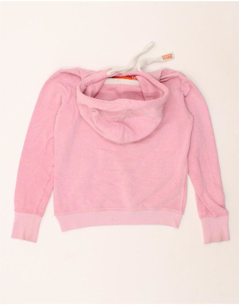 SUPERDRY Womens Graphic Hoodie Jumper UK 10 Small Pink Cotton | Vintage Superdry | Thrift | Second-Hand Superdry | Used Clothing | Messina Hembry 