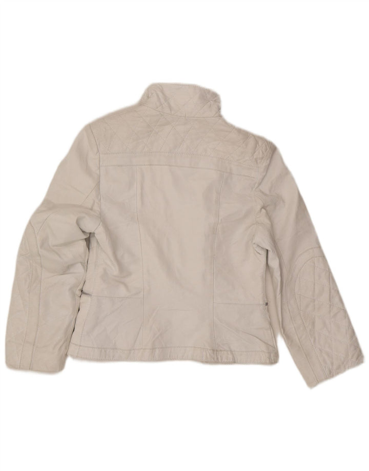 Mitici Anni Womens Leather Biker Jacket UK 18 XL White