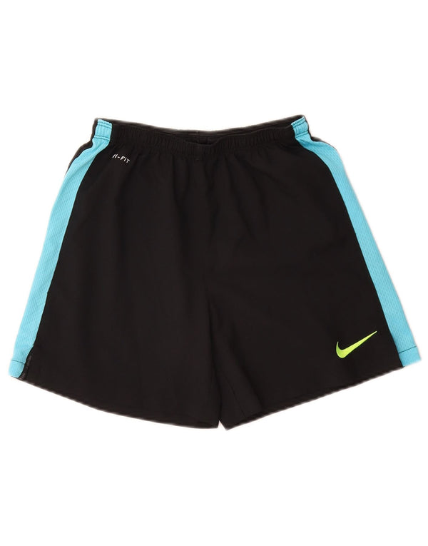 NIKE Boys Dri Fit Sport Shorts 8-9 Years Small Black Colourblock Polyester