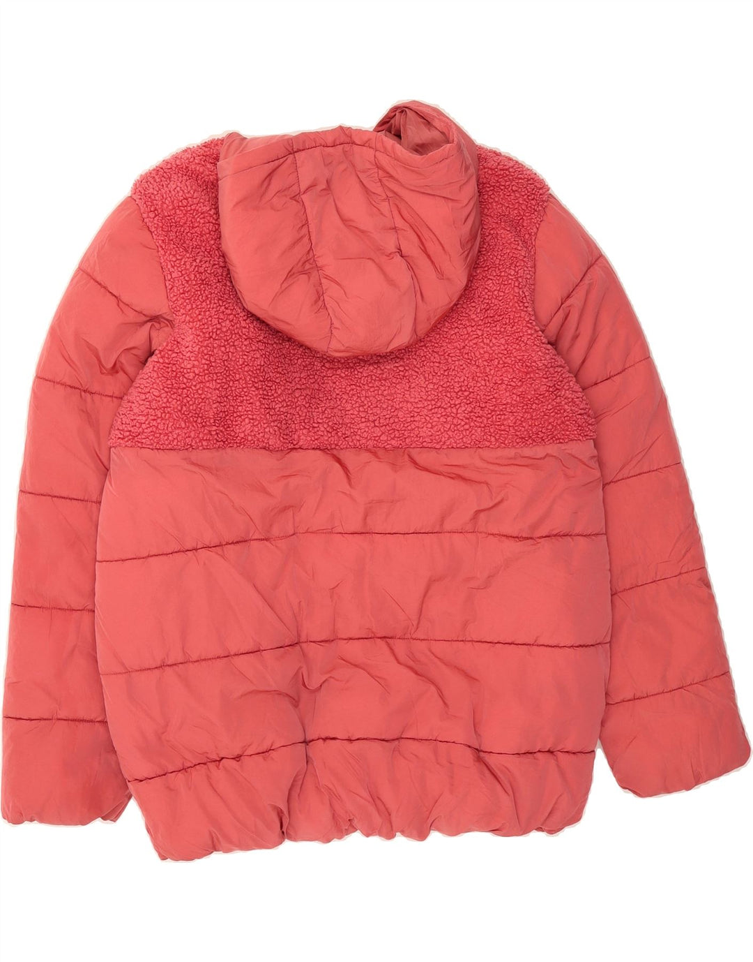 BENETTON Boys Hooded Padded Jacket 13-14 Years 3XL Pink Polyester Vintage Benetton and Second-Hand Benetton from Messina Hembry 