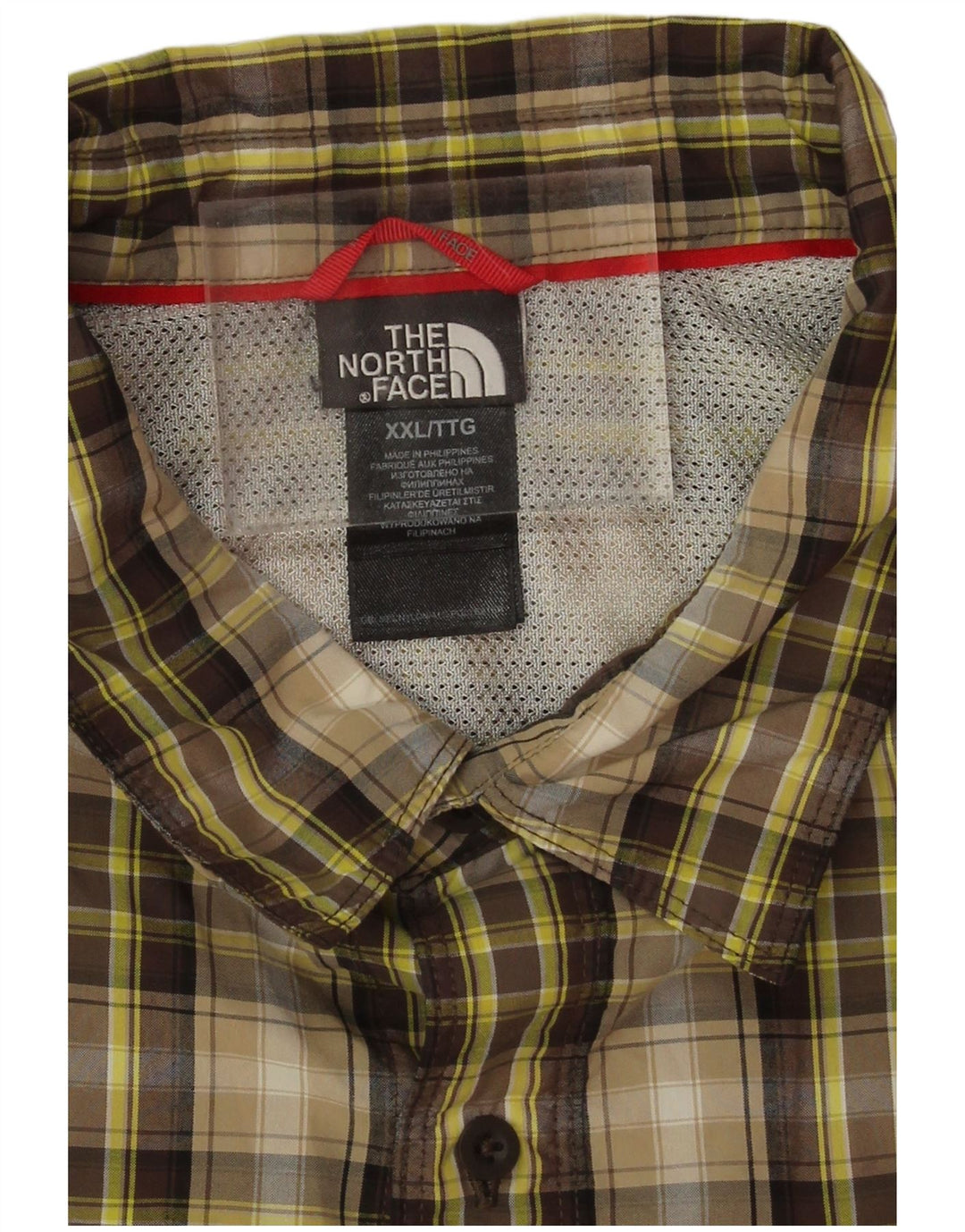 The North Face Mens Short Sleeve Shirt 2XL Brown Check Nylon