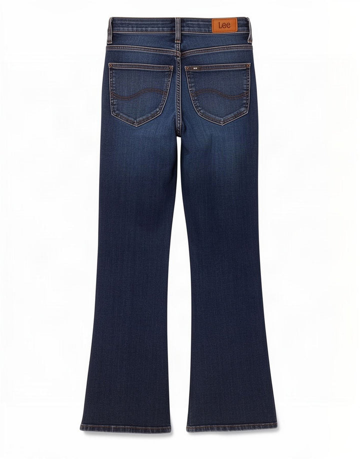 Lee Womens Kicked Flare Flared Jeans W26 L26 Blue Cotton