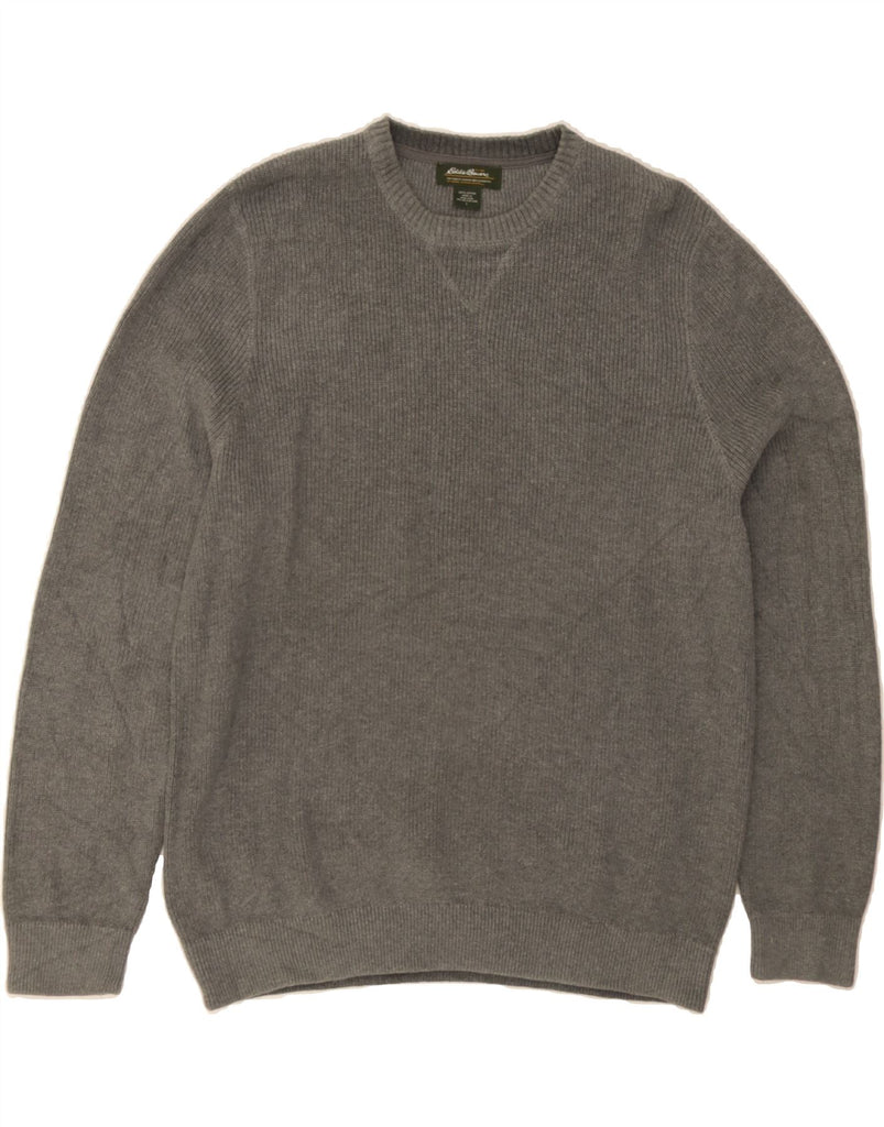 EDDIE BAUER Mens Crew Neck Jumper Sweater Large Grey Cotton Vintage Eddie Bauer and Second-Hand Eddie Bauer from Messina Hembry 