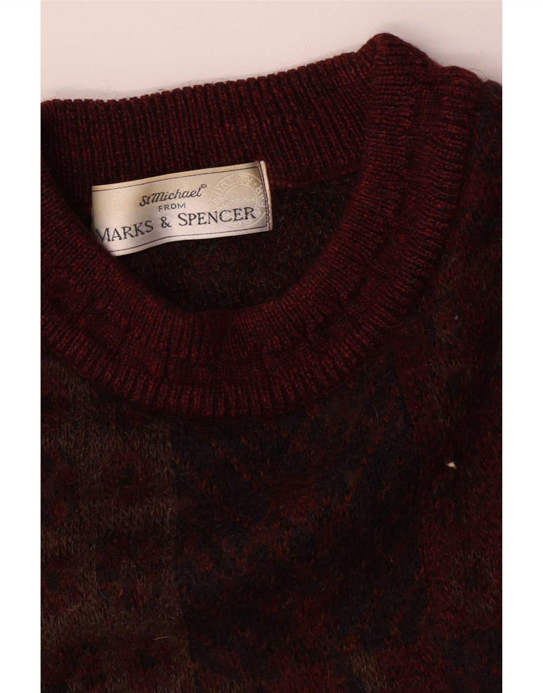 Marks & Spencer Mens St. Michael Crew Neck Jumper Sweater Medium Burgundy
