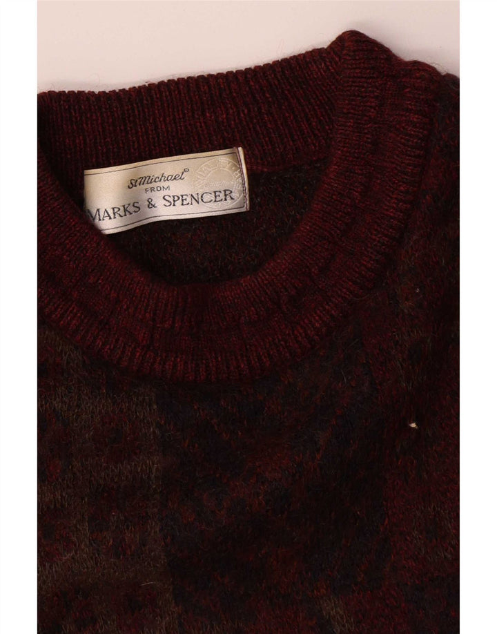 Marks & Spencer Mens St. Michael Crew Neck Jumper Sweater Medium Burgundy