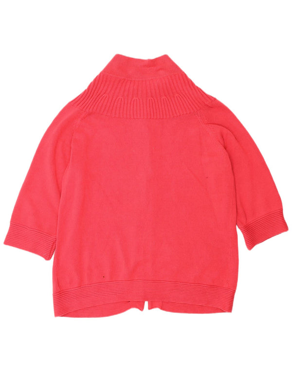 Marks & Spencer Womens 3/4 Sleeve Cardigan Sweater UK 20 2XL Pink Cotton