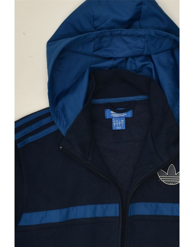 ADIDAS Mens Sleeveless Zip Hoodie Sweater Small Navy Blue Colourblock | Vintage Adidas | Thrift | Second-Hand Adidas | Used Clothing | Messina Hembry 