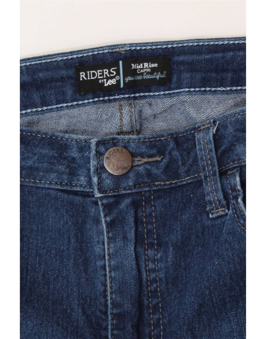 Lee Womens Mid Rise Capri Jeans W32 L21 Blue