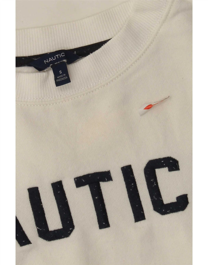 Nautica Womens Graphic Oversized Sweatshirt Jumper UK 10 Small White Cotton