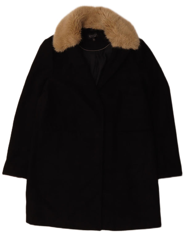 Topshop Womens Oversized Overcoat UK 10 Small Black Polyester