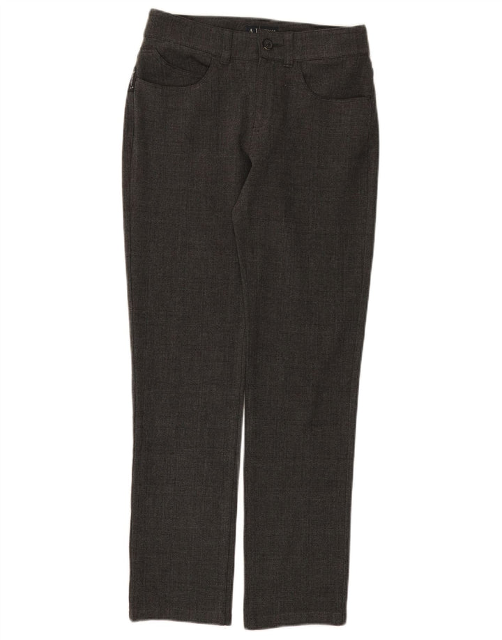 Armani Womens Slim Casual Trousers W26 L28 Grey Check Polyester