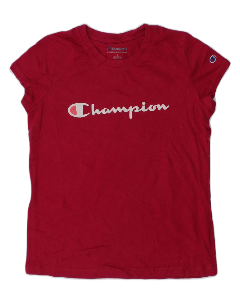 CHAMPION Girls Graphic T-Shirt Top 12-13 Years Large Red Cotton | Vintage Champion | Thrift | Second-Hand Champion | Used Clothing | Messina Hembry 