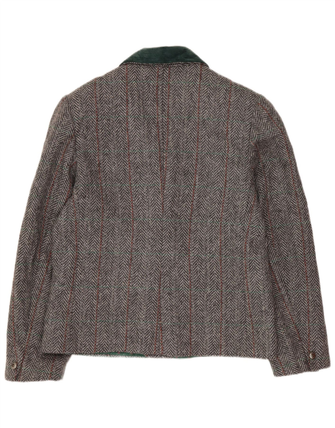 Vintage Womens Double Breasted Blazer Jacket UK 14 Medium Grey Herringbone