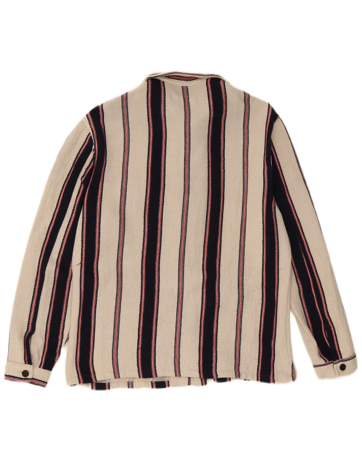 ZARA Mens Overshirt Shirt Medium Off White Striped