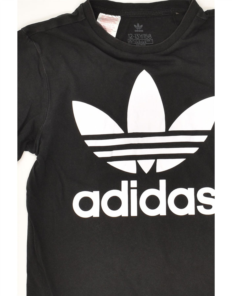 ADIDAS Boys Graphic T-Shirt Top 12-13 Years Black Cotton | Vintage Adidas | Thrift | Second-Hand Adidas | Used Clothing | Messina Hembry 