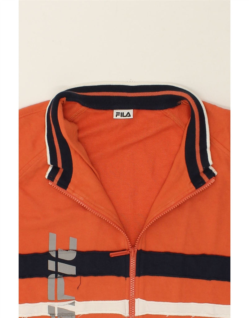 FILA Mens Graphic Tracksuit Top Jacket XL Orange Striped Cotton | Vintage Fila | Thrift | Second-Hand Fila | Used Clothing | Messina Hembry 