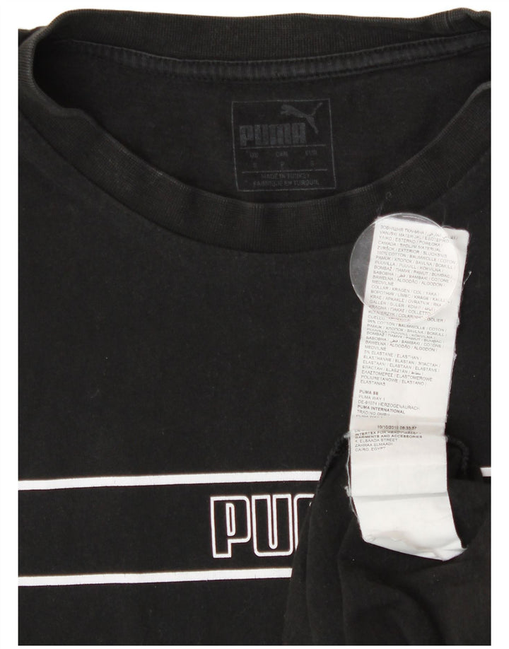 Puma Mens Graphic T-Shirt Top Small Black Striped Cotton