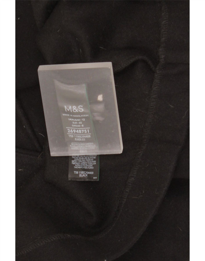 Marks & Spencer Womens Overcoat UK 12 Medium Black Polyester