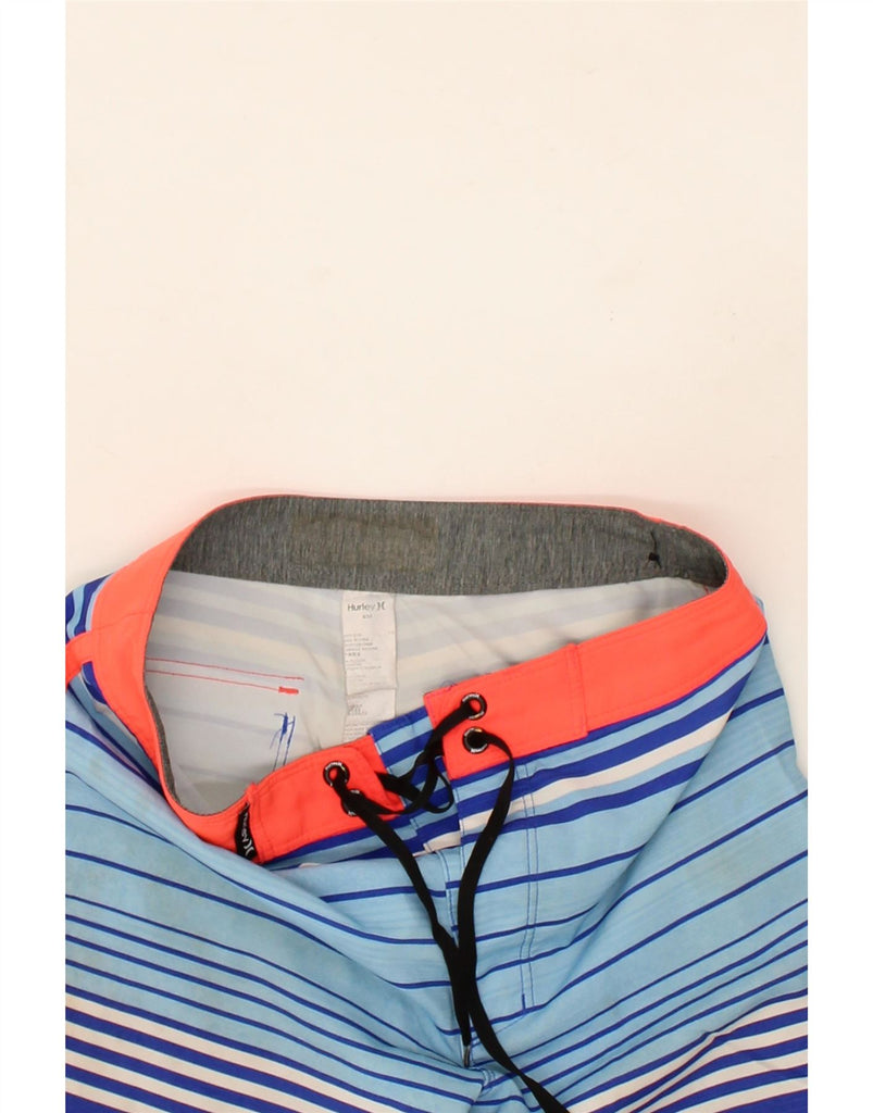 HURLEY Boys Swimming Shorts 7-8 Years XS  Blue Striped Polyester Vintage Hurley and Second-Hand Hurley from Messina Hembry 