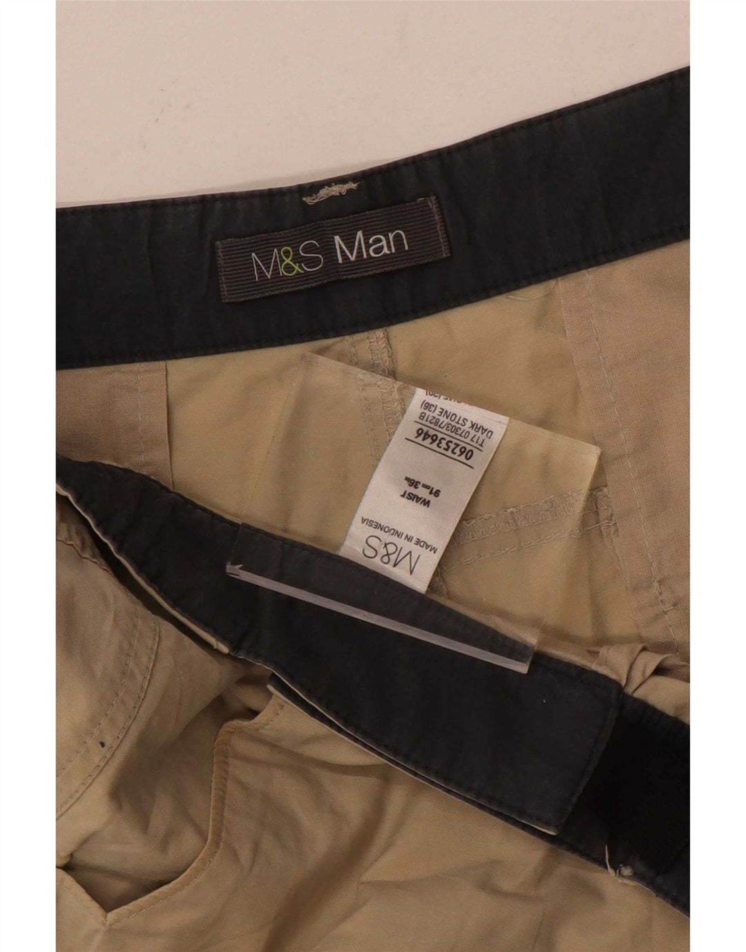 Marks & Spencer Mens Cargo Shorts W36 Large Beige Cotton