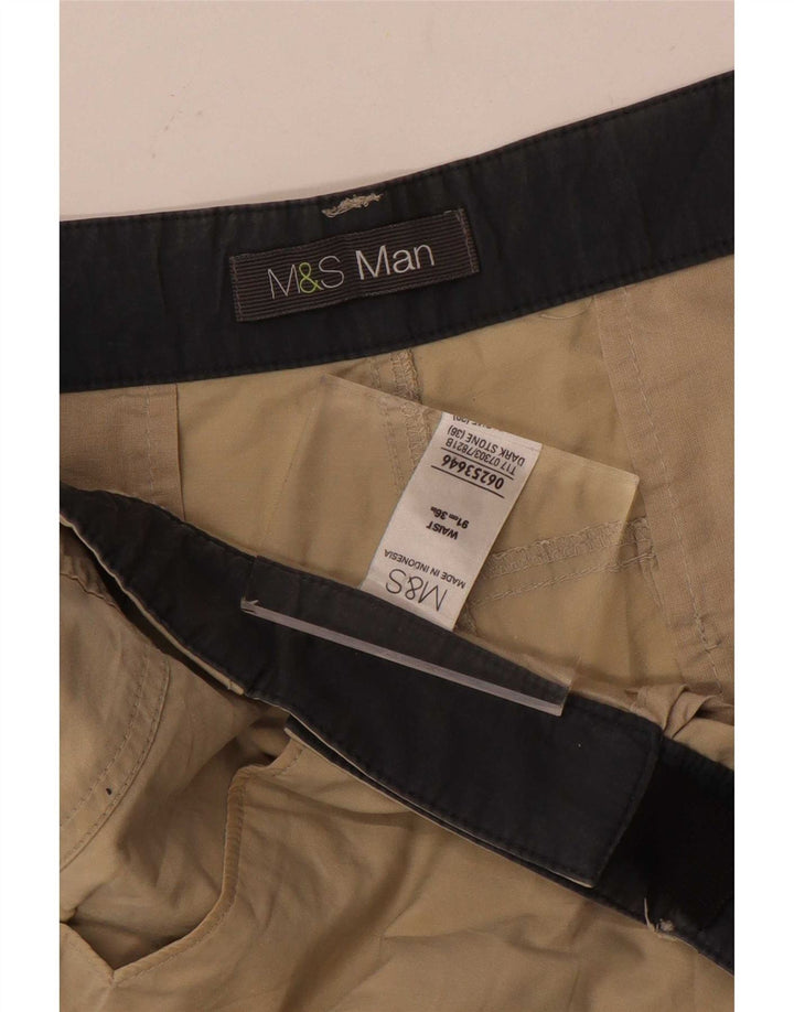 Marks & Spencer Mens Cargo Shorts W36 Large Beige Cotton