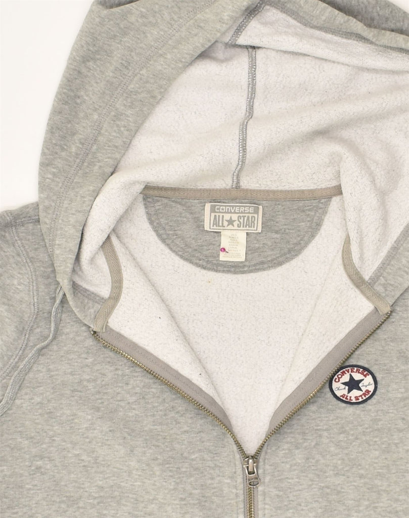 CONVERSE Womens Zip Hoodie Sweater UK 10 Small Grey Cotton | Vintage Converse | Thrift | Second-Hand Converse | Used Clothing | Messina Hembry 