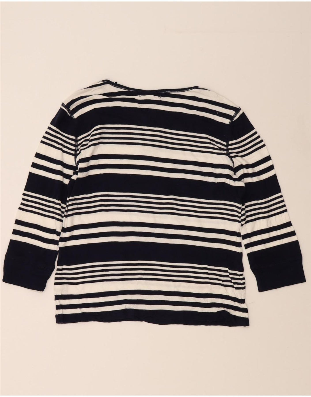 CHAPS Womens Top 3/4 Sleeve UK 14 Large Navy Blue Striped Cotton Vintage Chaps and Second-Hand Chaps from Messina Hembry 