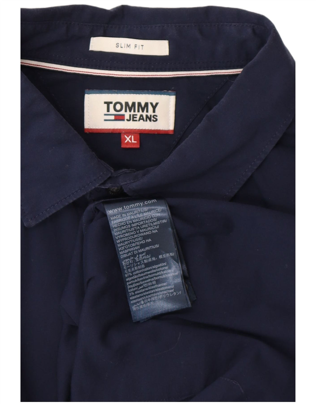 TOMMY HILFIGER Mens Slim Fit Shirt XL Navy Blue Cotton