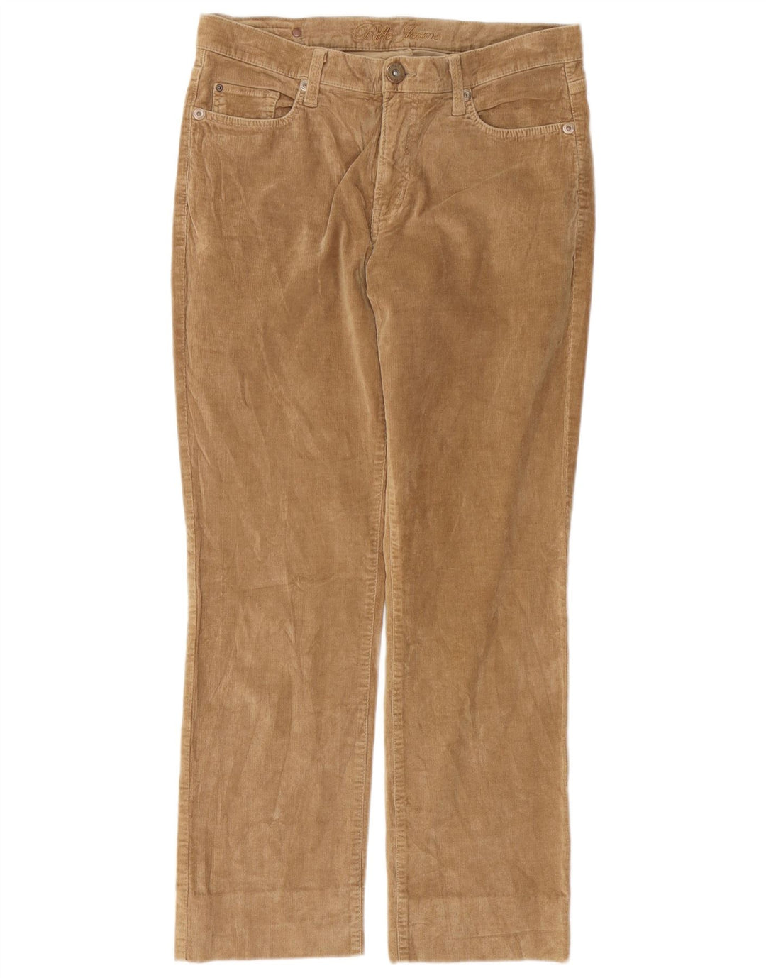 RIFLE Womens Straight Corduroy Trousers W31 L28 Beige Cotton