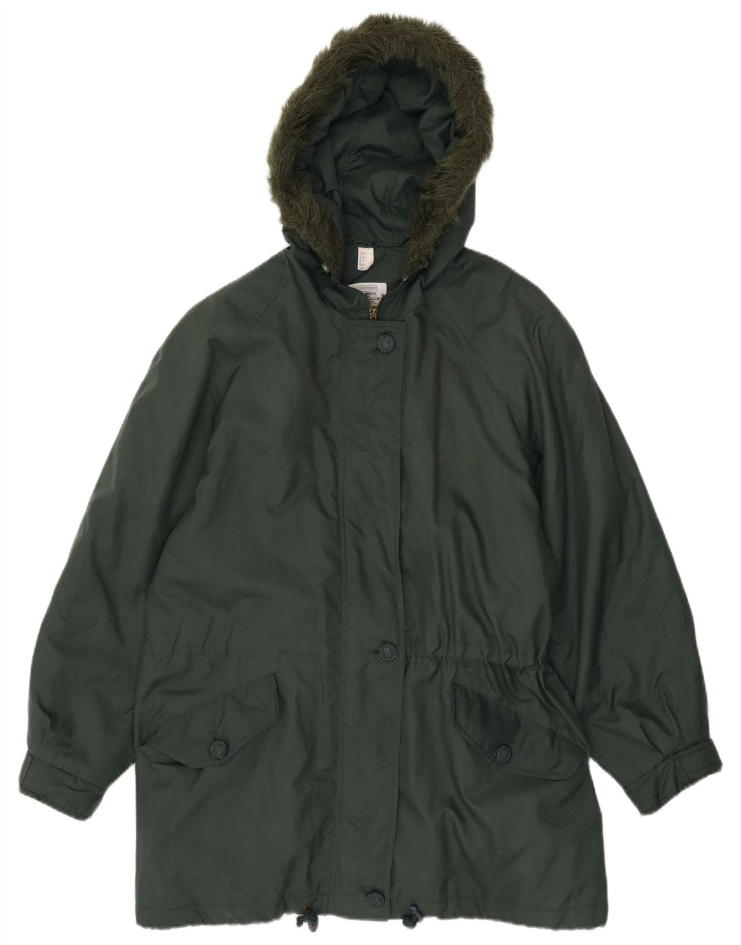Vintage Womens Hooded Parka Jacket UK 20 2XL Green Polyester
