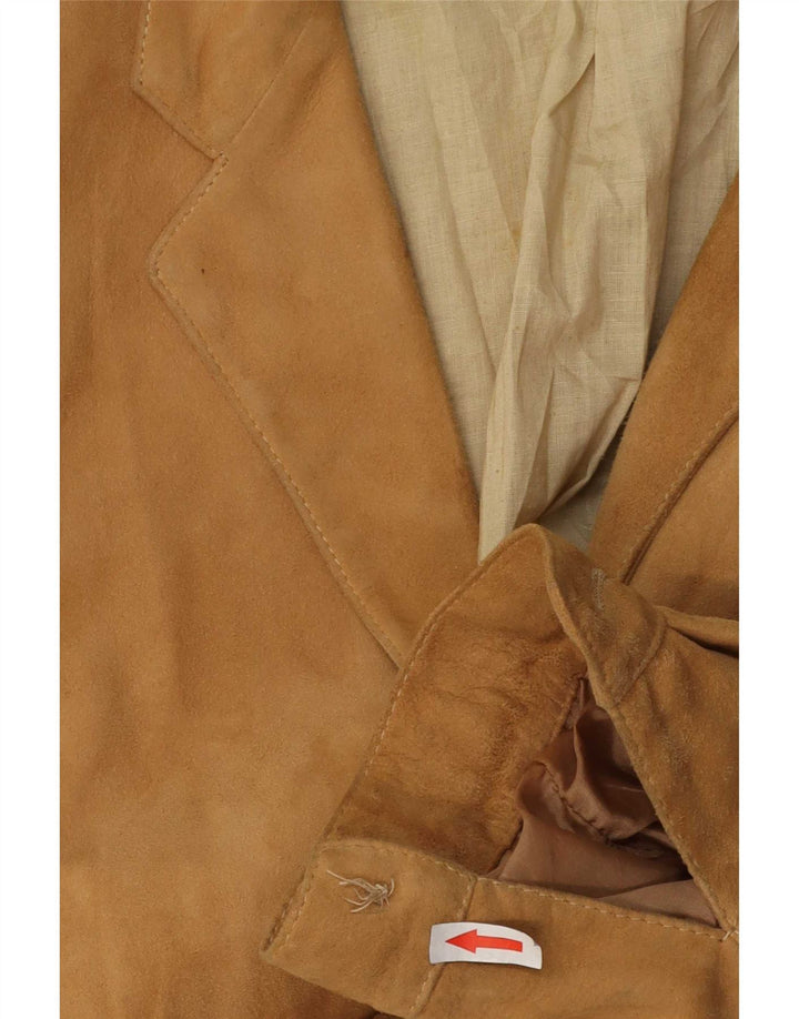Vintage Womens Suede Jacket IT 46 Large Beige Leather