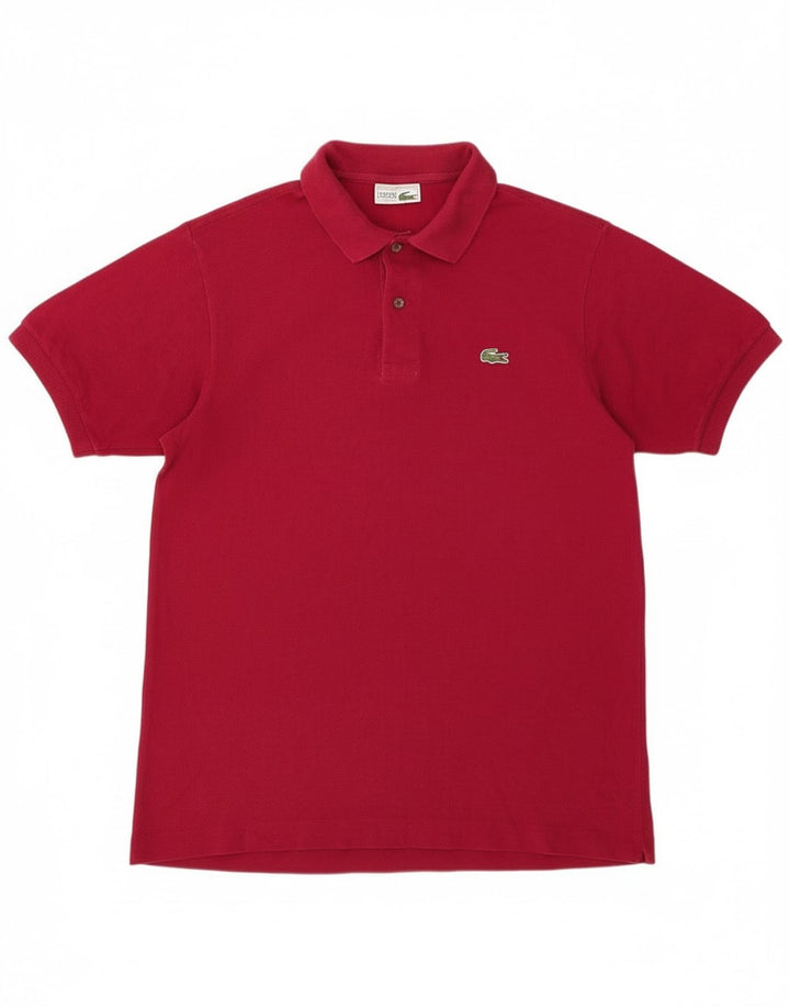 Lacoste Mens Polo Shirt Size 4 Medium Burgundy Cotton