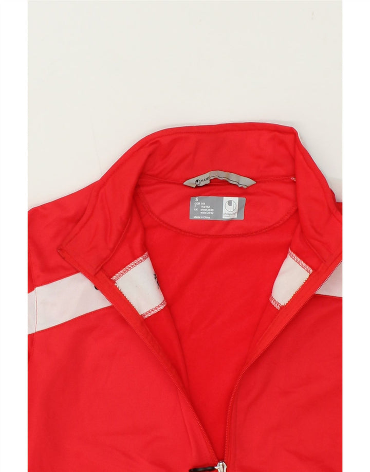 UHLSPORT Boys Tracksuit Top Jacket 13-14 Years Small Red Colourblock Vintage Uhlsport and Second-Hand Uhlsport from Messina Hembry 